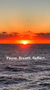 pause. breathe. reflect. sunset contemplation
